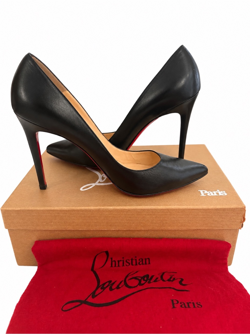 Authentic Christian Louboutin Pigalle 100 Black Leather Pumps